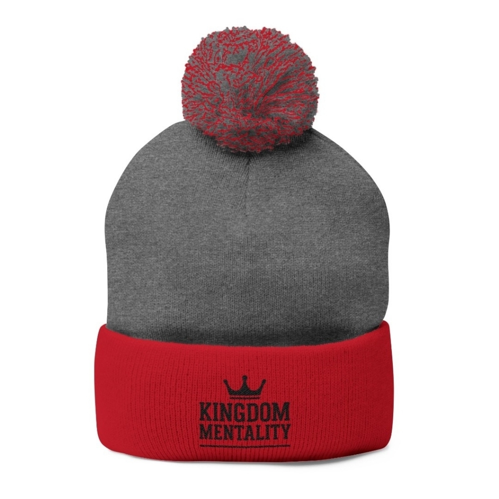 Kingdom Mentality Embroidered Pom-Pom Knit Cap — 'For The Believers'